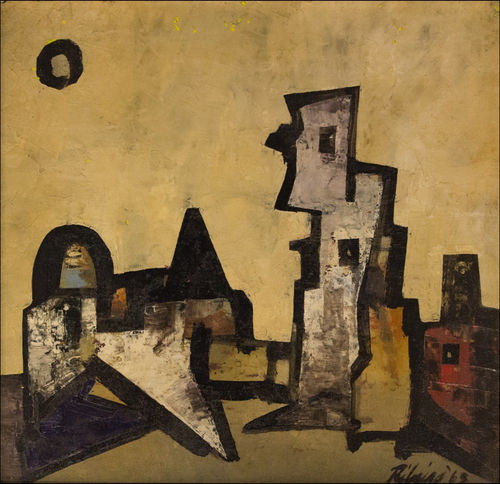 Lancelot Ribeiro, Angular Landscape with Sun, 1963