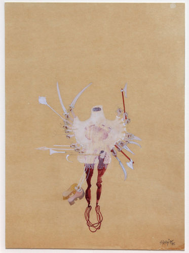 Shahzia Sikander A Kind of Slight and Pleasing Dislocation (Veiled Shiva), 1995 vegetable color, watercolor, dry pigment and tea water on wasli handmade paper 11 x 8 in 27.9 x 20.3 cm