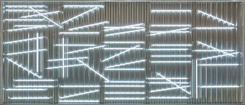 Abdullah Al Othman Anticipation, 2025 LED, steel, aluminium 300 x 700 cm 118 1/8 x 275 5/8 in