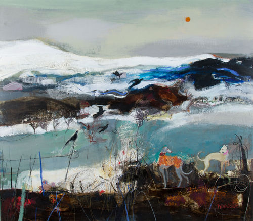 Christine Woodside RSW RGI Loch Leven, 2022 mixed media 45cm x 47cm (66cm x 67cm framed)
