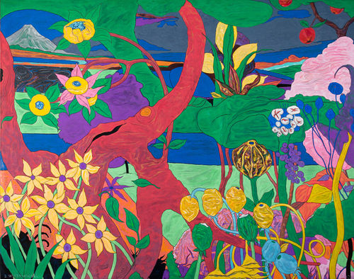 Adrian Wiszniewski Postcard from Japan, 2020 acrylic on canvas 173cm x 223cm