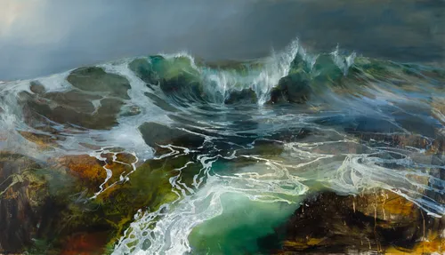Beth Robertson Fiddes Spring Wave, 2020 mixed media 88cm x 151cm 35 x 60 in
