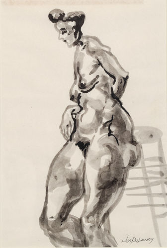 Joseph Delaney, Nude with Hand on Hip Leaning Against Chair, circa 1935