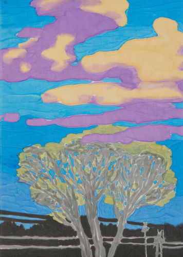 馬堤耶·馬哈切克 《有紋理的皇冠》Veined Crown, 2024 墨、壓克力、紙，裱於畫布 Ink, acrylic and paper on canvas 69.5 × 49.5 cm