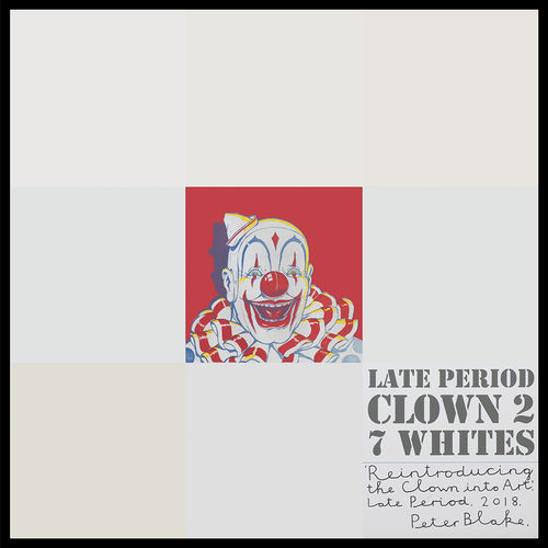 Peter Blake Late Period Clown 2: 7 Whites, 2018 Acrylic, enamel and inkjet print on wood panel Signed, titled and dated 94.2 x 94.2 cm
