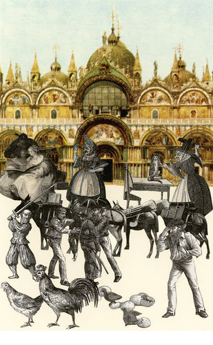 Peter Blake Venice - ‘An Altercation’, 2009 Silkscreen printed on 400gsm Somerset tub Sized Signed and numbered by the artist Sheet size: 40.65 x 30.5 cm Edition of 75 plus 8 artist's proofs