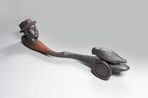 Syd Carpenter Frank in Tow, 2008 Graphite on Clay 12 x 52 x 8 in. 30.5 x 132.1 x 20.3 cm