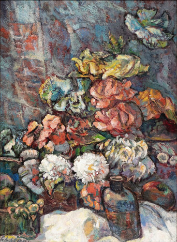 Edward Loper, Still Life with a Vase of Flowers, 1950, c.
