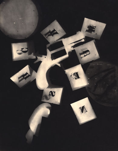 Man Ray, Untitled Rayograph (Gun with Alphabet Stencils), 1924