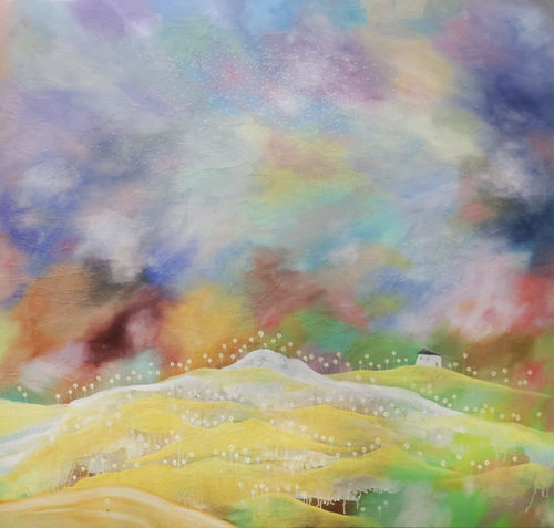 Li Si Rong Murmuration, 2025 oil on canvas, oil pastel, pencil 1720 x 1620 mm