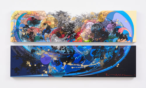 Shintaro & Yoshiko Nakahara Everafter, 2024 ink and acrylic on canvas, Diptych 310mm x 1220mm