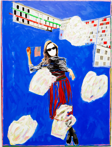 Modou Dieng Yacine American Dream, 2025 Acrylic and Oil stick on Canvas 56 x 42 inches 142.2 x 106.7 cm