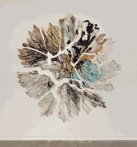 Desiccating From Center (Salton Sea), 130lbs, 2019. Glazed and pigmented stoneware, hardware.