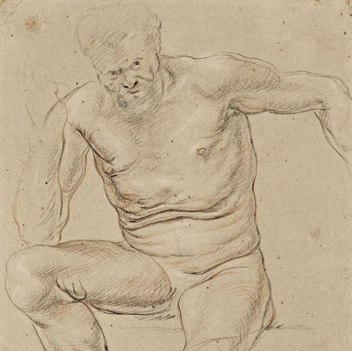 Jacob Jordaens, "An Academy of a seated male Nude", detail