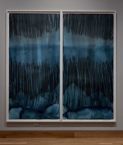 Installation view of Meghann Riepenhoff, Ice #414 (29-34°F, Mixed Precipitation, Puget Sound, 1.30.23 WA), 2023 in What We've Been Up To: Landscape at the Denver Art Museum, CO Photos © and courtesy Denver Art Museum.