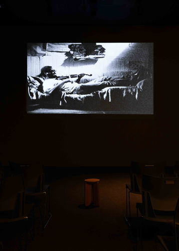 Installation view of Mike Henderson: Talking Blues Films. Photo: Shaun Roberts