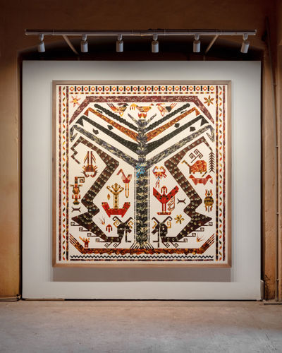 Installation view of Jennifer Tee's Tampan Tree of Life, Naga~Nagini (2024) at the Lahore Biennale: Of Mountains and Seas. Images courtesy of the artist and the Lahore Biennale. Photo: Akbari Mahal.