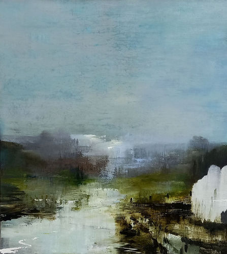 Gareth Edwards, After the Rain, at the edge of town, oil on canvas, 110 x 100 cm, 2022