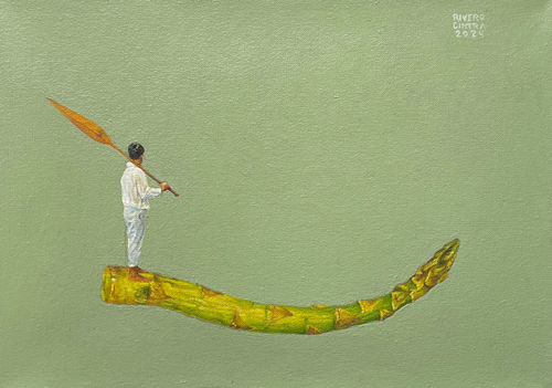 Elsa Zambrano, Guernica, 2023, assemblage and acrylic on canvas, 120 x 184 cm.