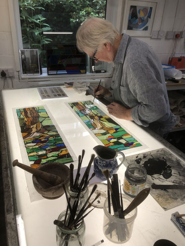 Original paintings, drawings and glass by artist John Corley at contemporary art gallery Linden Hall Studio in Deal Kent Southeast Kent England London UK