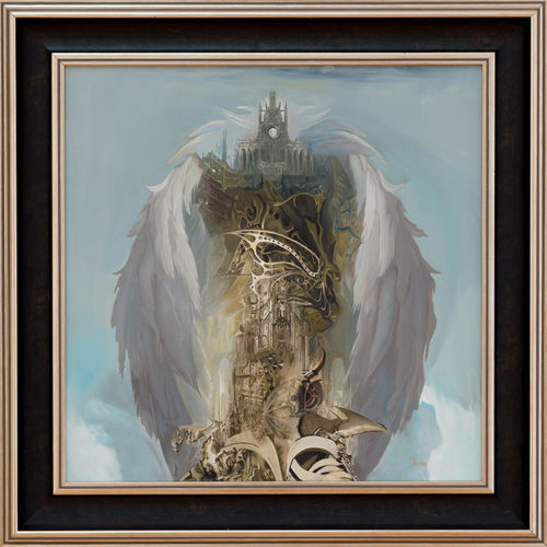Ovidiu Avram - The Angels' Dwelling Place, 2023, Oil and Mixed Media on Canvas, 50 x 50 cm (19 11/16 x 19 11/16 in)
