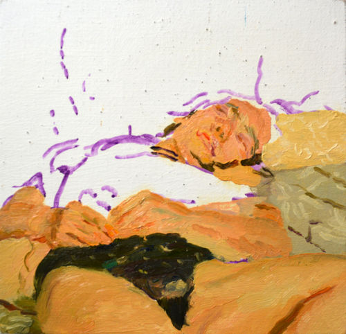 Chi Ming "Asleep", 20x20cm, Oil on Wood, 2016