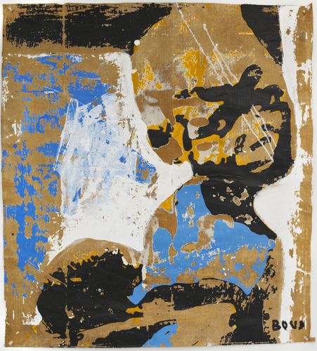 Armound Boua. La Fistine et Son N'guèhè, 2016. Mixed media on cardboard. 103 x 92 cm.