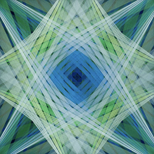 GU BENCHI, Endless Line 2018-14, 2018, Polyester yarn line, stainless steel nail, acrylic 150 x 150 cm