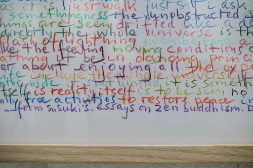 herman de vries, suzuki, essays on zen buddhism I-III, 2009-10 colored pencil on paper, triptych; each part 61 x 86 cm (detail)