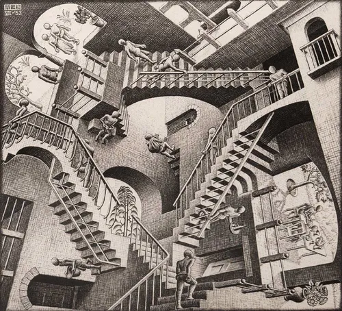 M.C. Escher I Relativity, 1953