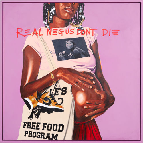 Real NEGUS Don't Die: Dear Mama, 2023. Acrylic and oil stick on canvas, 72 x 72 in.