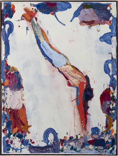 Quiet Eternal, 2025. Oil, Oil Stick, Acrylic on Painted and Stitched Fabrics. 78.75 x 59 in.