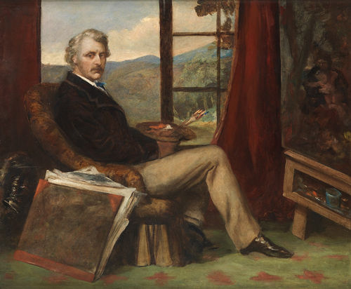 Sir Coutts Lindsay (1824-1913) Self-Portrait Oil on mahogany panel 30 x 36 inches