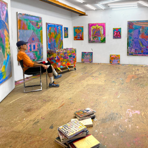 Michael Berryhill is his Hudson River Valley studio, 2024