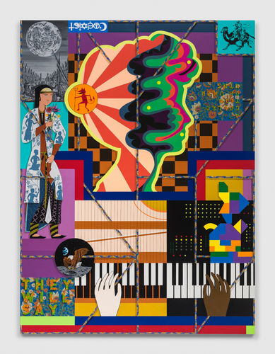 Amir H. Fallah, They Will Say a Collection of Untruths, 2022. Acrylic on canvas. 96 x 72 in (243.8 x 182.9 cm)