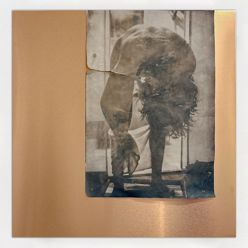 Ben Blaustein, Repose, Dissolution, 2026. Cyanotype on paper toned with botanicals on copper aluminum. 36 x 36 in (91.4 x 91.4 cm)