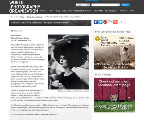 William Klein Solo Exhibition at Michael Hoppen Gallery