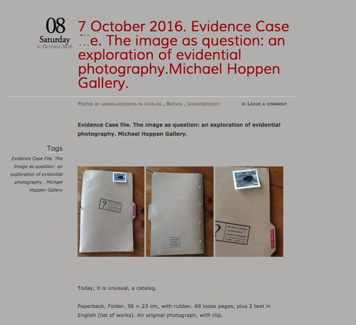 Evidence Case file. The image as question: an exploration of evidential photography