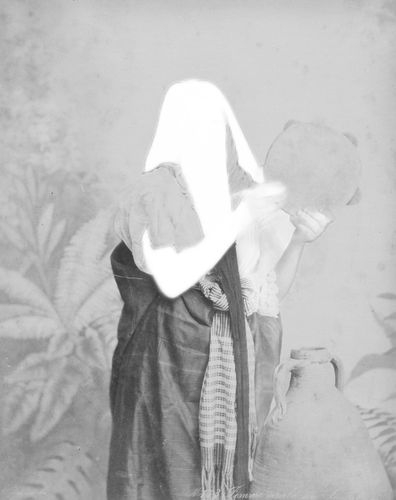 Femme Arabe Avec Le Jeppe, 2024 AI generated image, giclée printed on Hahnemühle German etching paper, stained walnut frame, window mount, museum glass 29.7 x 42 cm