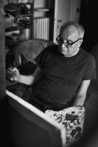 Michele Della Guardia, Sergio Ceccotti dans son atelier en 2018