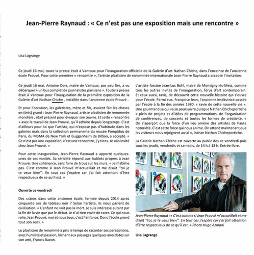 Le Républicain Lorrain, Jean-Pierre Raynaud : « Ce n’est pas une exposition mais une rencontre»