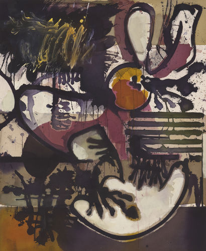 Jan-Ole Schiemann, 'Glubschs' (2024), Ink, oil and acrylic on canvas, 110 x 90 cm.