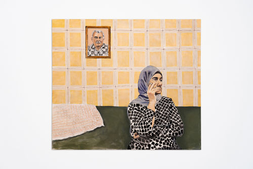 Maysam el Hindy, I'm Almost Alive I'm Almost at Home , 2021 Acrylic on canvas 140 x 160 cm