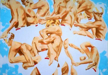 Norbert Bisky, Wehrausbildung, 2002, oil on canvas, 55 x 78.75"