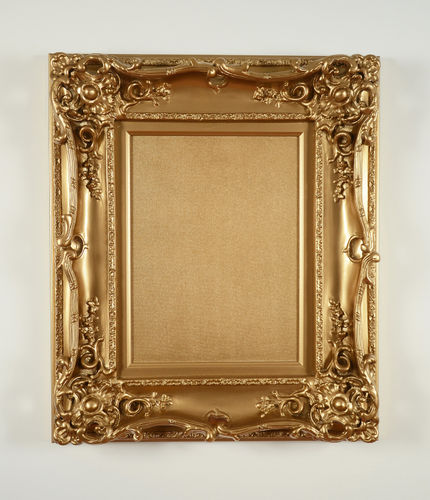Vanitas (Bright Gold), 2014 Enamel spray paint on canvas and decorative frame