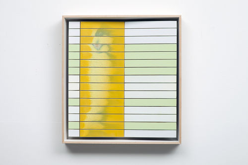 Finding Lines, 2016, acrylic on ash wood, 15 x 16 x 2 inches