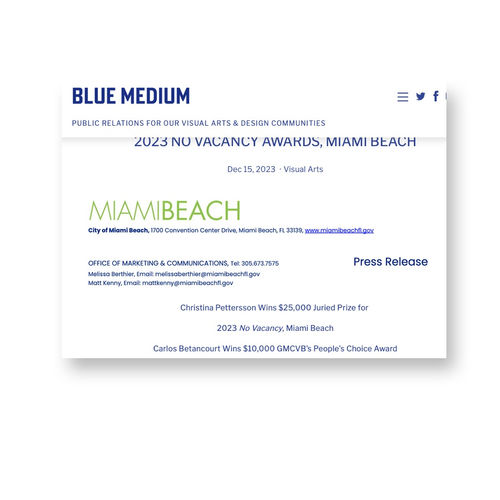 2022 No Vacancy Awards , Blue Medium