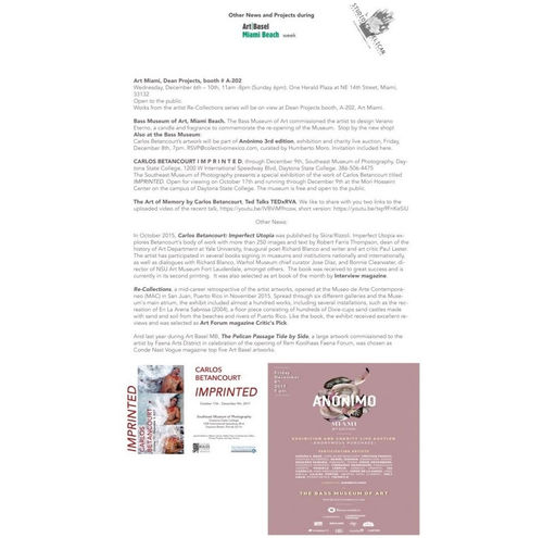 Carlos Betancourt artwork and events during Art Basel MB 2017