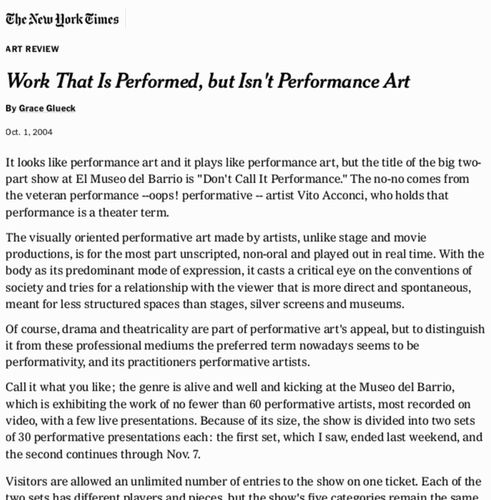 Work that is Performed, but Isn't Performance Art