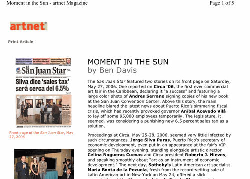 Moment in the Sun, Artnet 2006